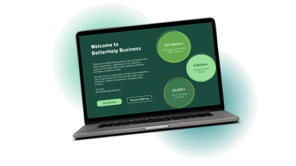 Laptop with Betterhelp Landing page